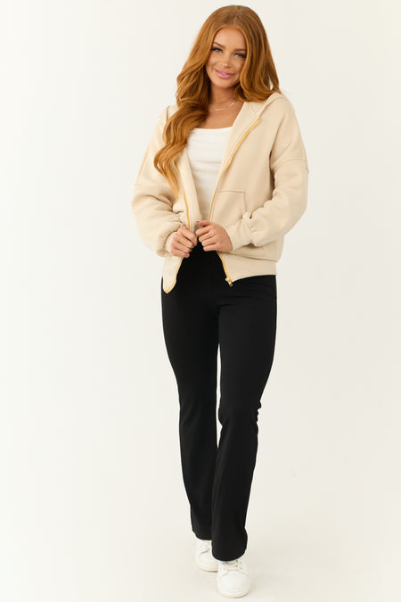 Buttercream Zip Up Long Sleeve Hooded Jacket