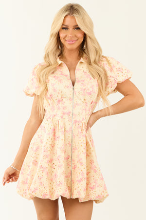 Buttercream and Punch Floral Bubble Hem Mini Dress