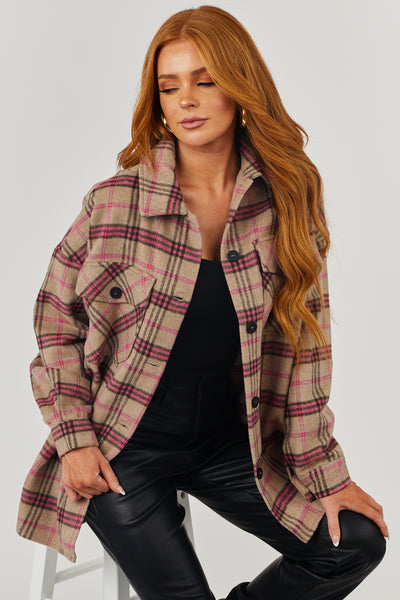 Missguided brown extreme deals oversized check print shacket