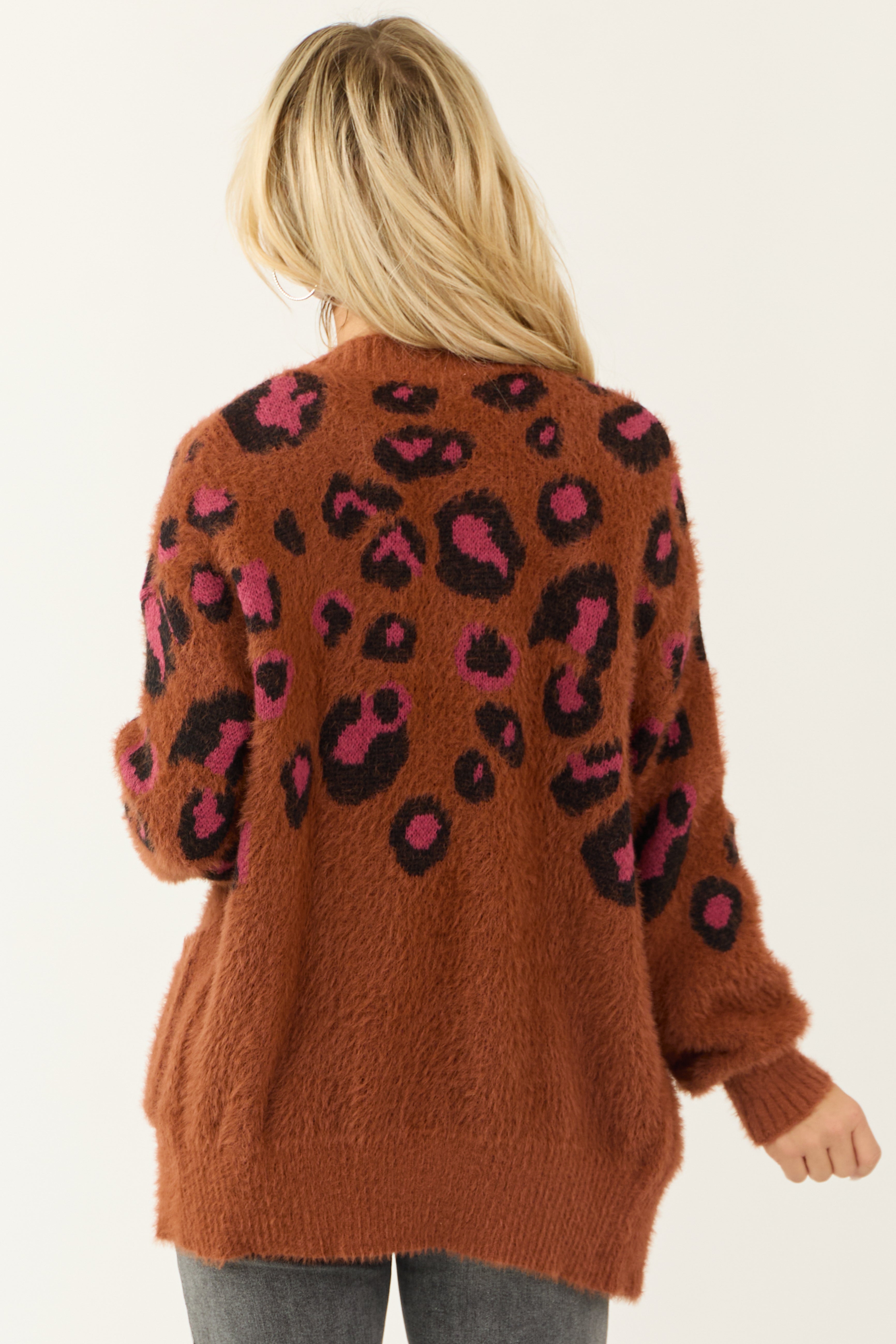 Caramel Leopard Print Button Down Cardigan