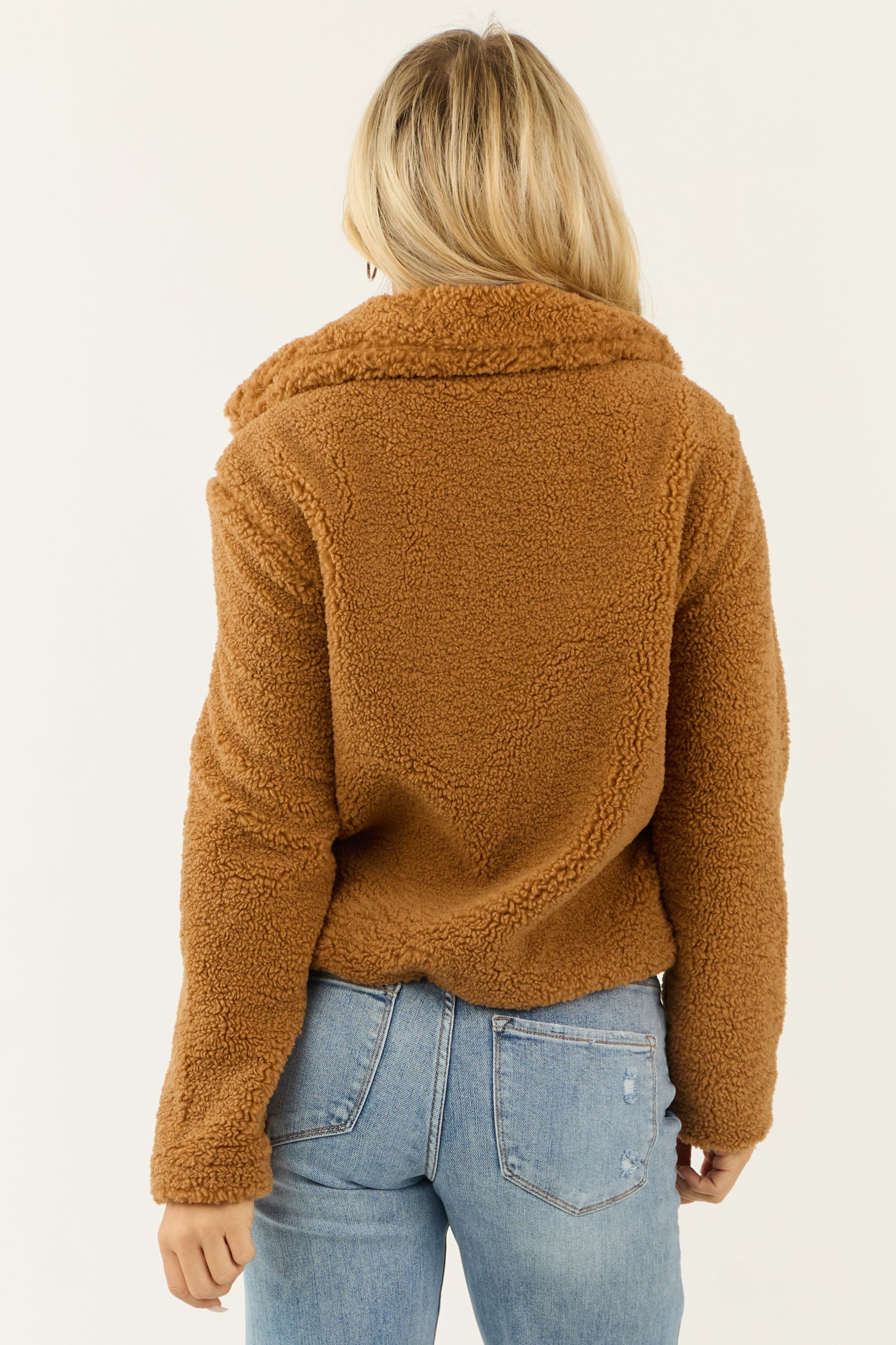 Caramel Sherpa Snap Button Up Jacket