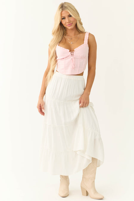 Carnation Frill Double Lace Up Corset Top