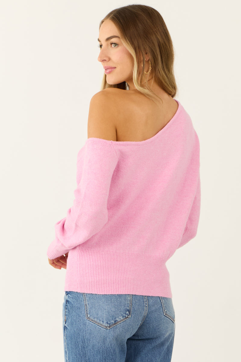 Carnation Heathered Off Shoulder Sweater