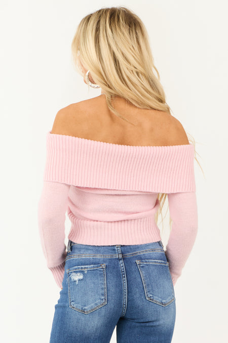 Carnation Off the Shoulder Fold Over Sweater