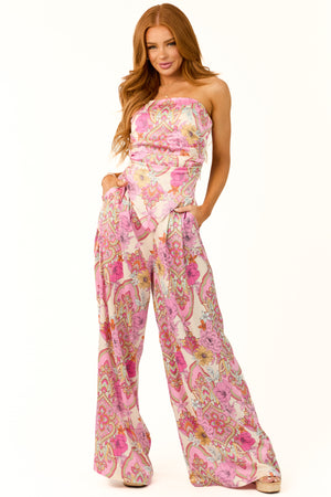 Carnation Paisley Print Satin Pants