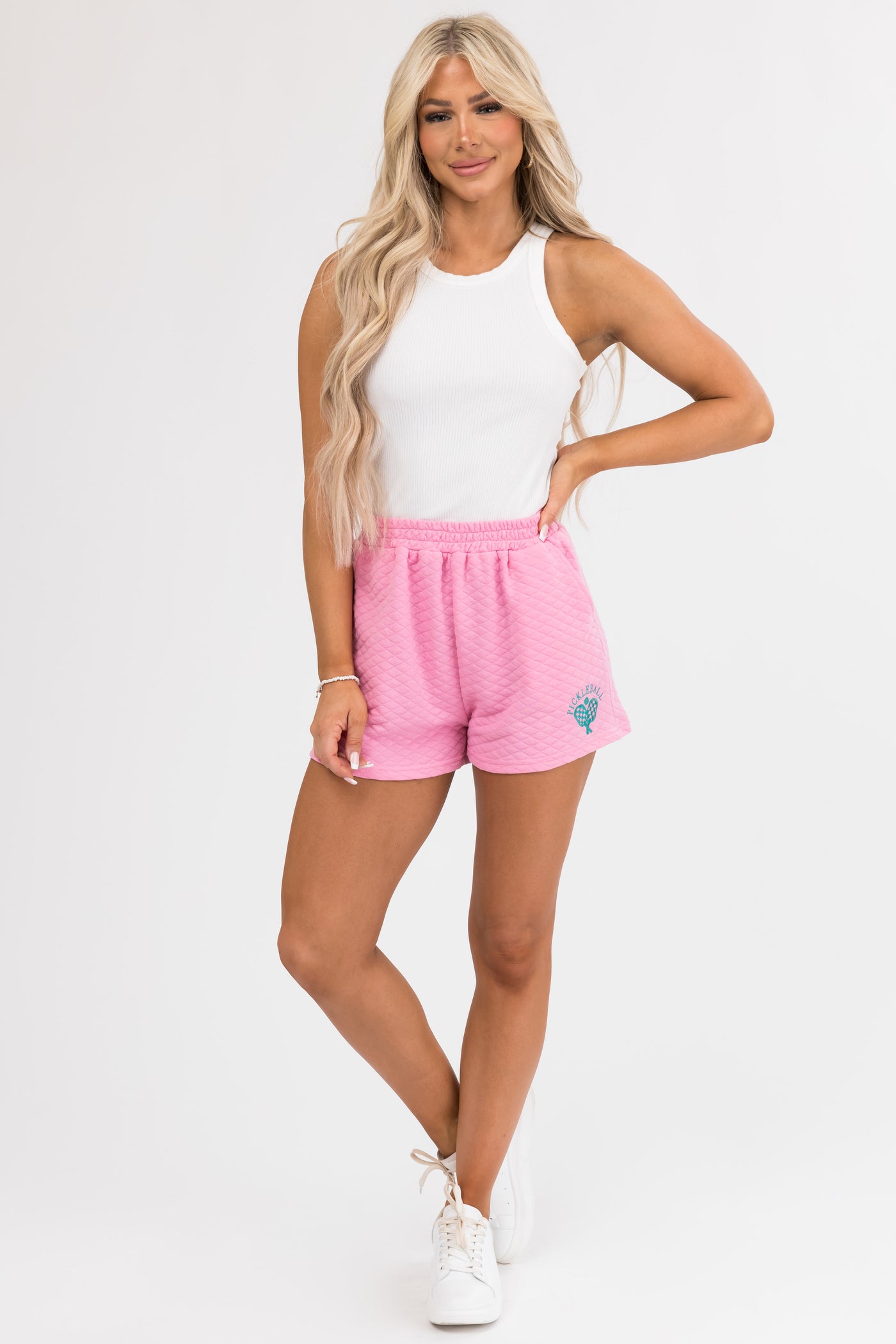 Carnation Quilted 'Pickleball' Graphic Shorts