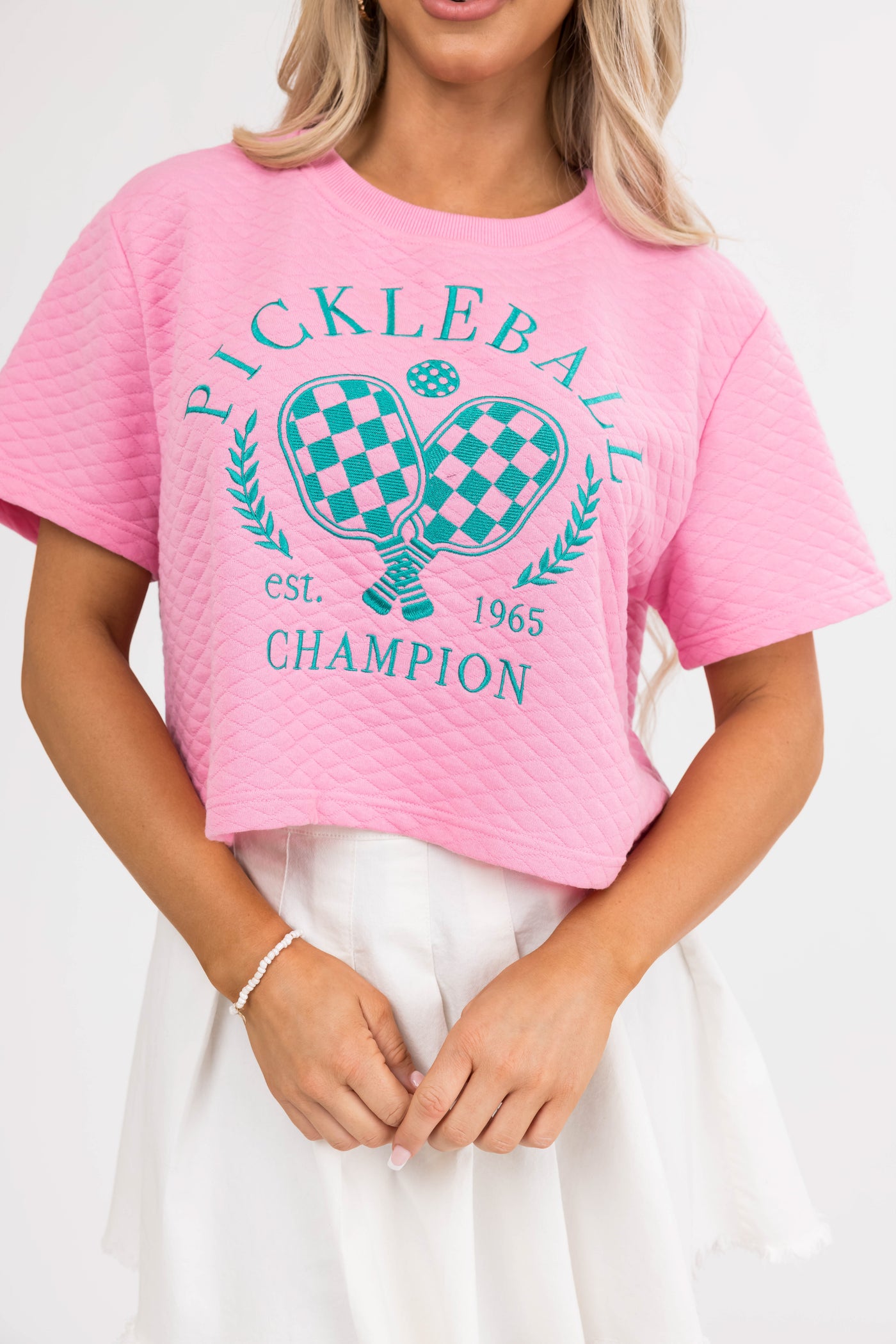 Carnation Quilted 'Pickleball' Graphic Top