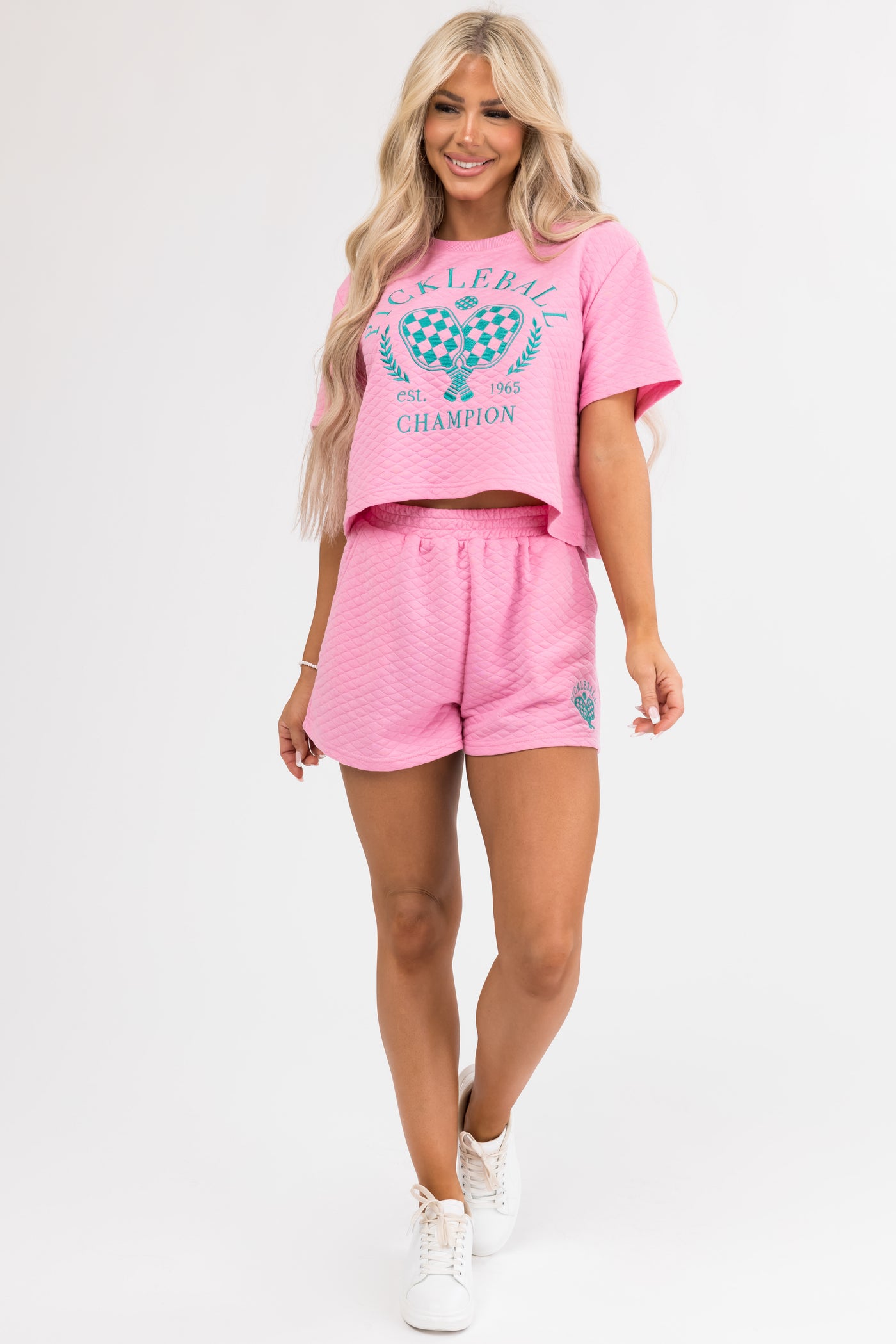 Carnation Quilted 'Pickleball' Graphic Top