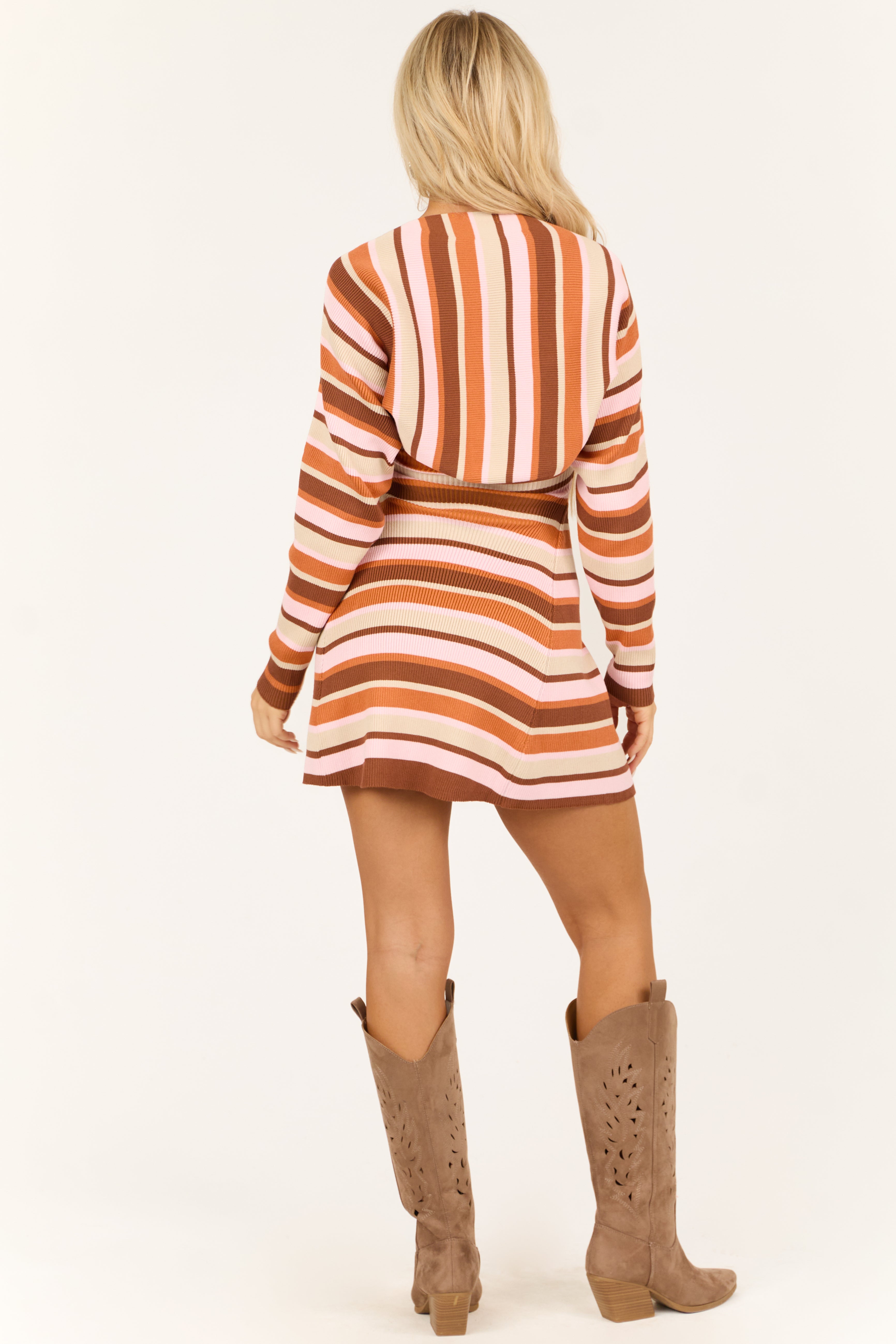 Carnation Striped Mini Dress and Bolero Set