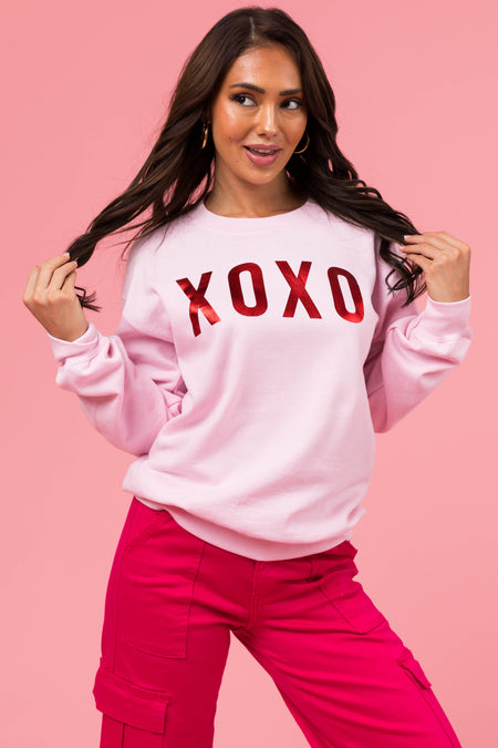 Carnation 'XOXO' Shiny Graphic Sweatshirt