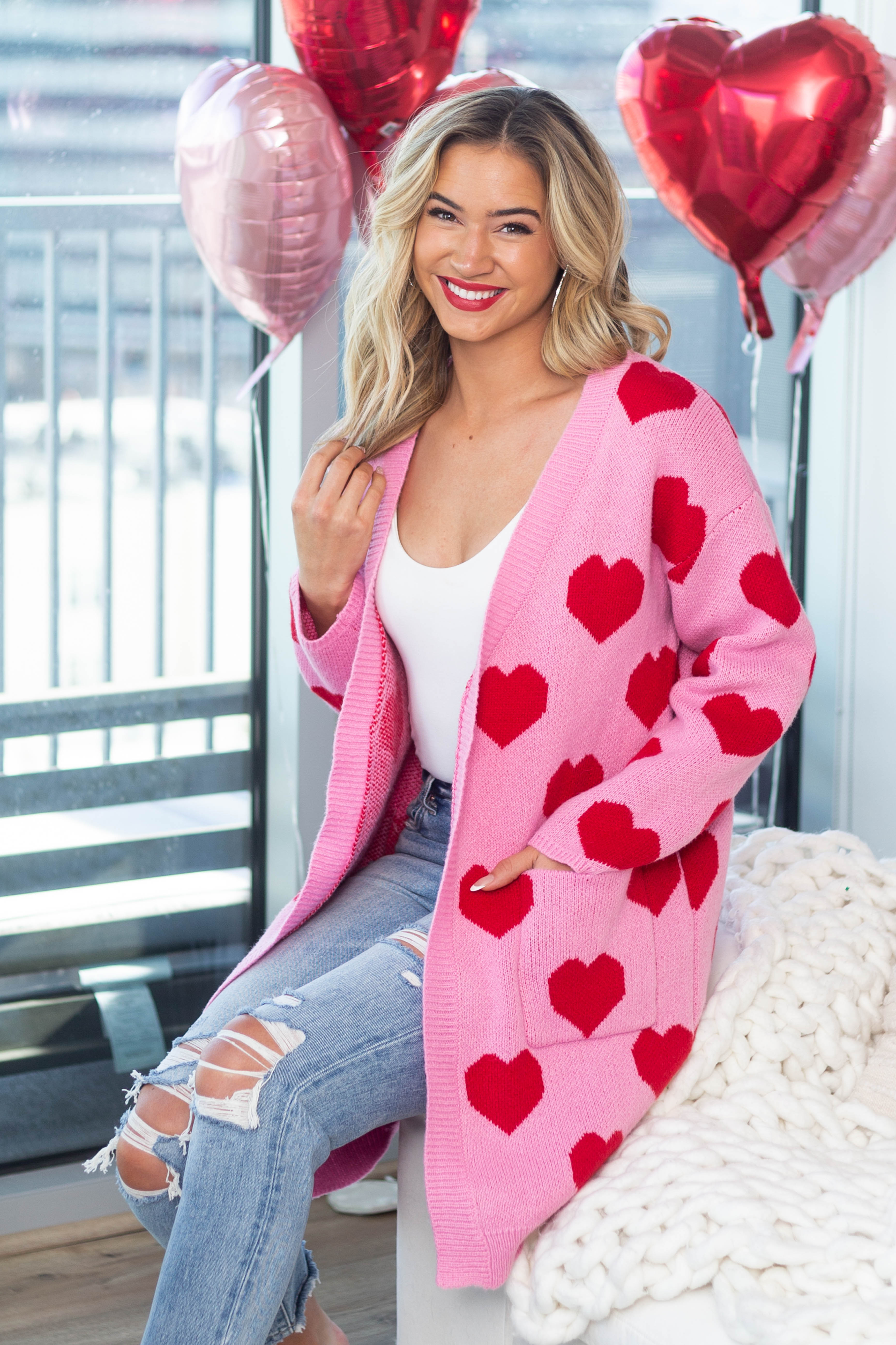 Heart clearance print cardigan