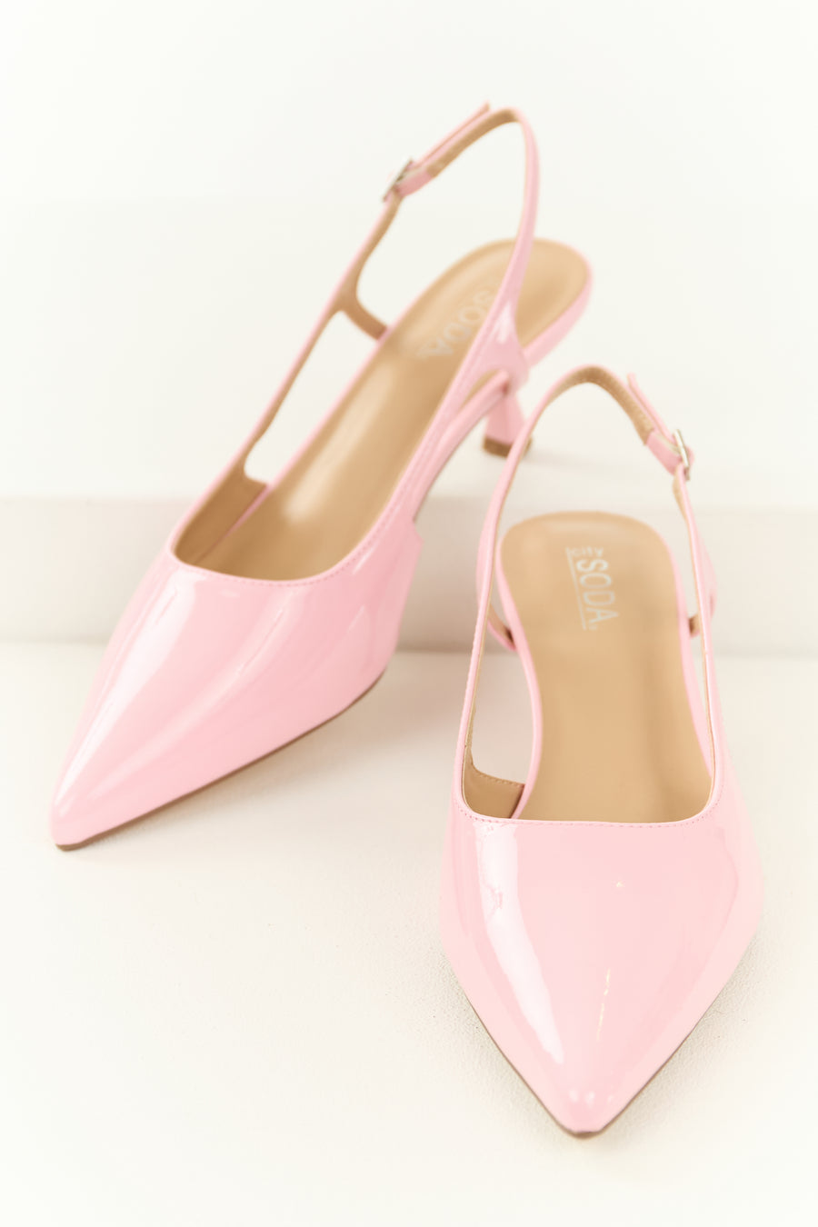 Carnation Slingback Pointed Toe Kitten Heels