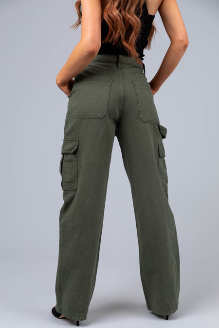 Cello Army Green High Rise Carpenter Jeans