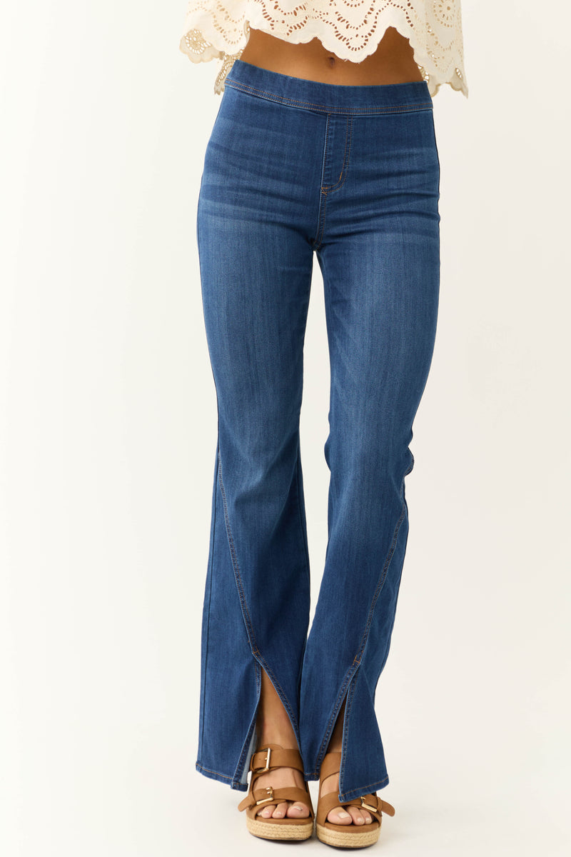 Cello Bailey Dark Wash Slit Detail Jeggings