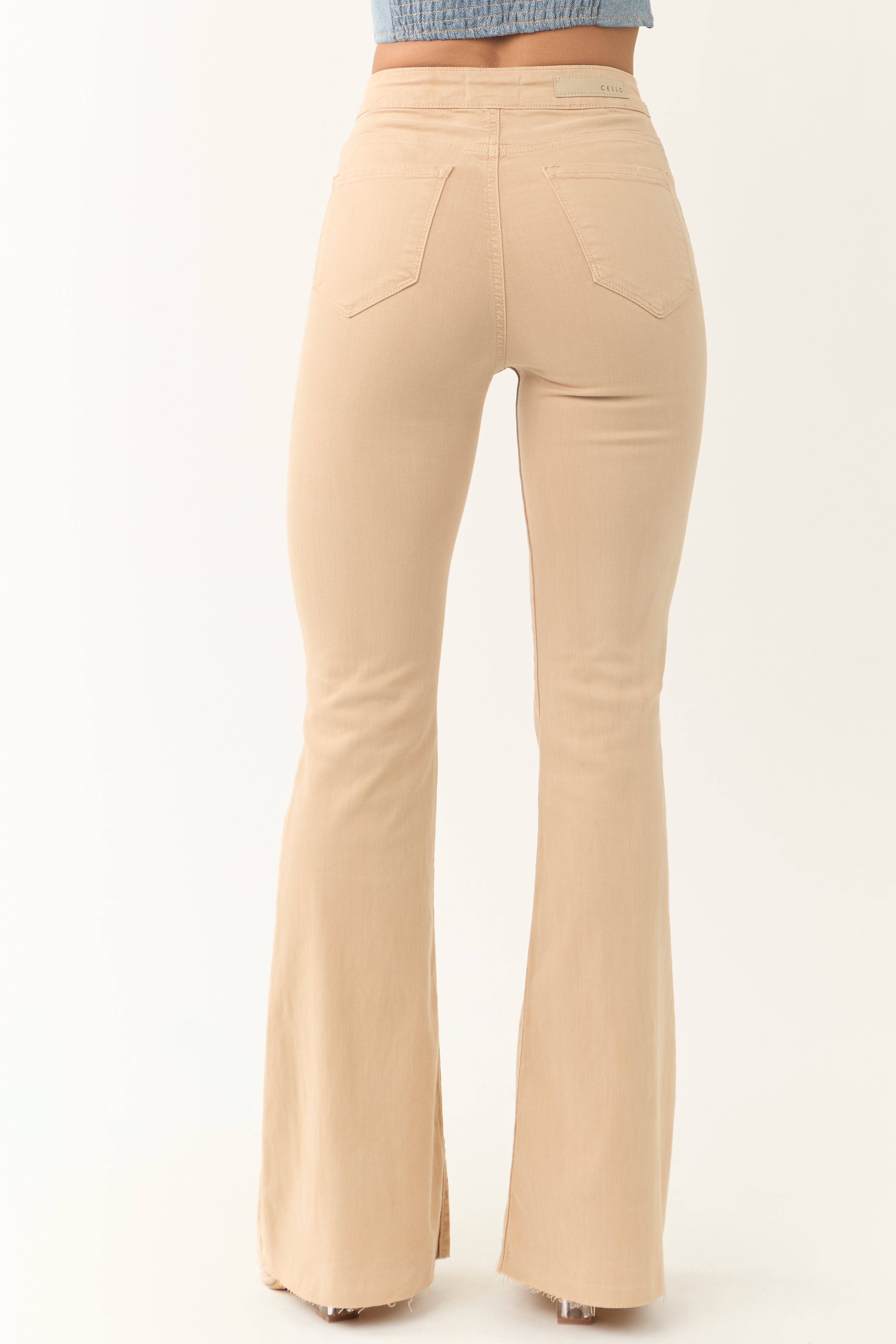 Cello Beige High Rise Flare Leg Jeans