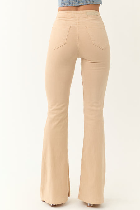 Cello Beige High Rise Flare Leg Jeans