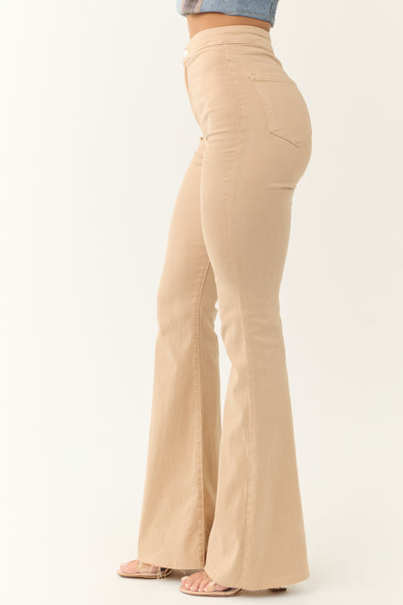 Cello Beige High Rise Flare Leg Jeans