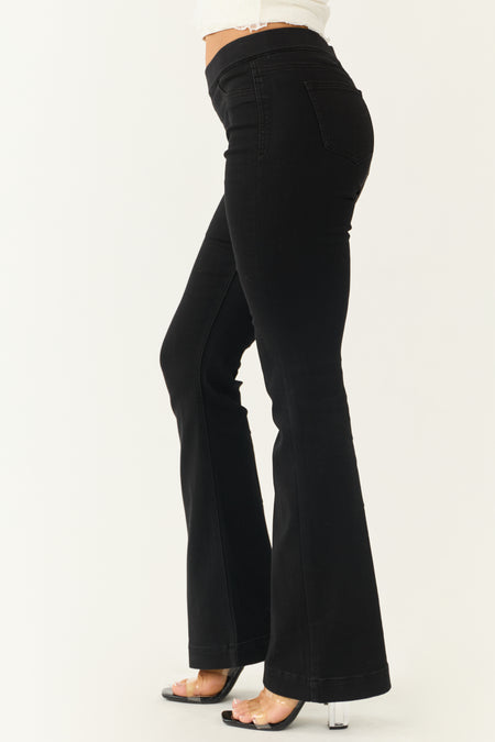 Cello Black Mid Rise Flare Jeggings