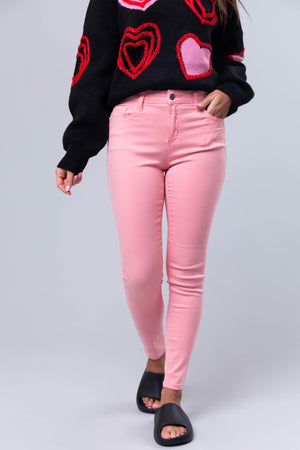 Cello Bubblegum Mid Rise Ankle Skinny Jeans