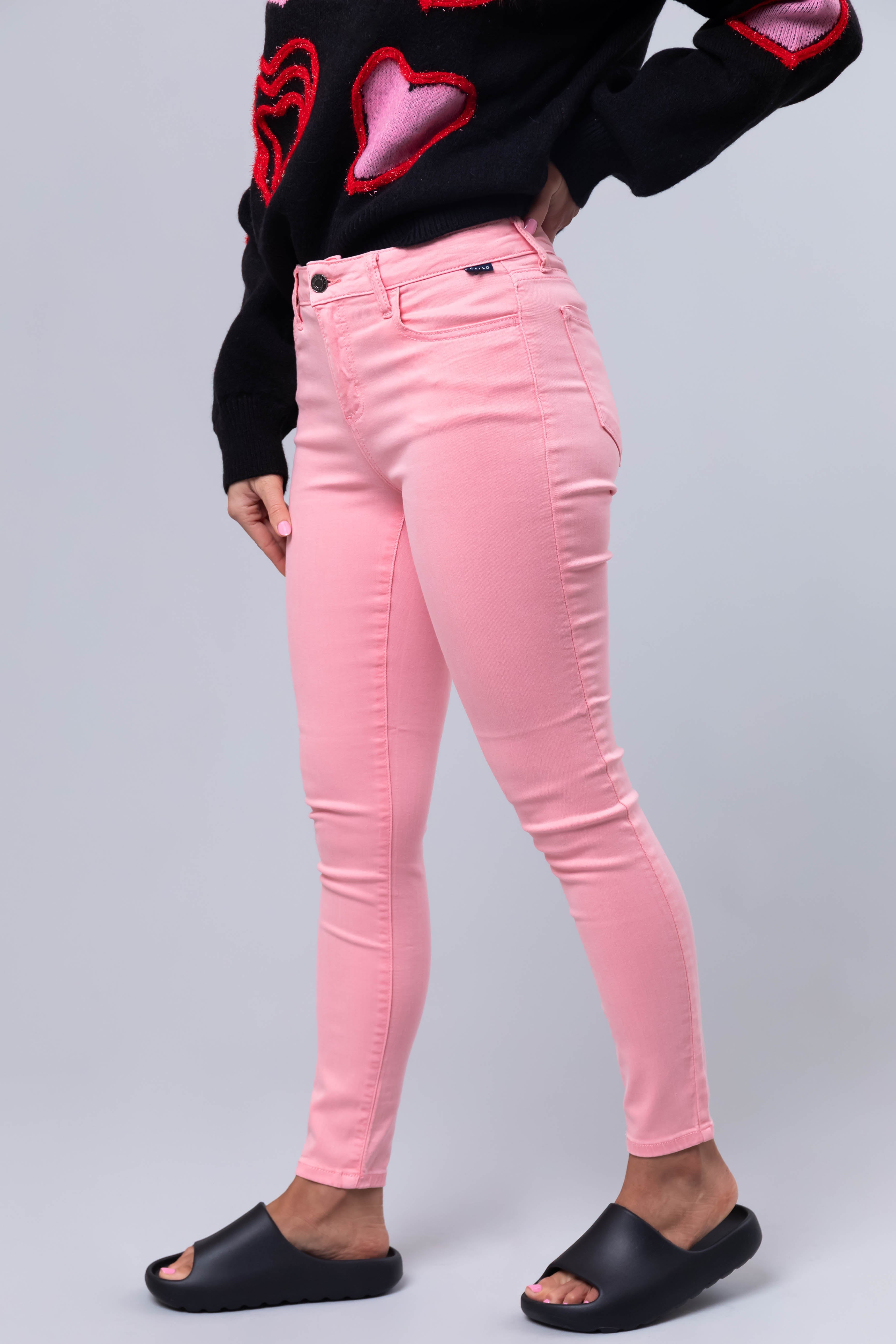 Cello Bubblegum Mid Rise Ankle Skinny Jeans