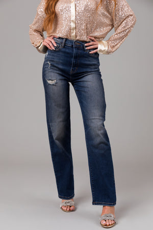 Cello Dark Denim Super High Rise Dad Jeans