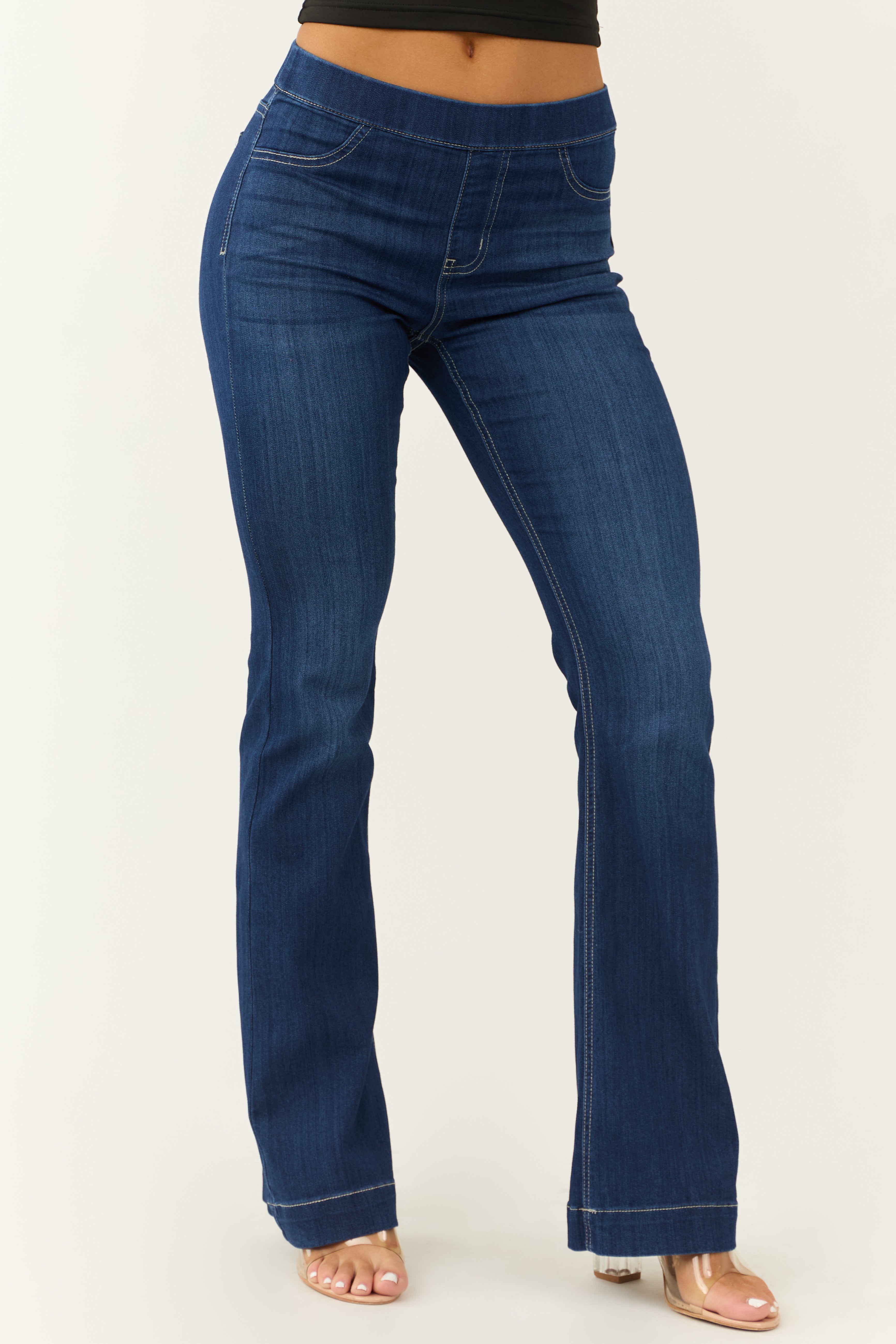 Cello Dark Wash Denim Mid Rise Flare Jeggings