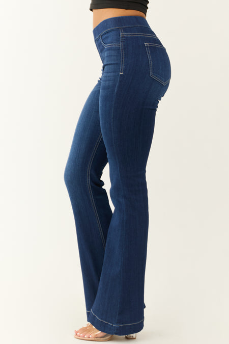 Cello Dark Wash Denim Mid Rise Flare Jeggings