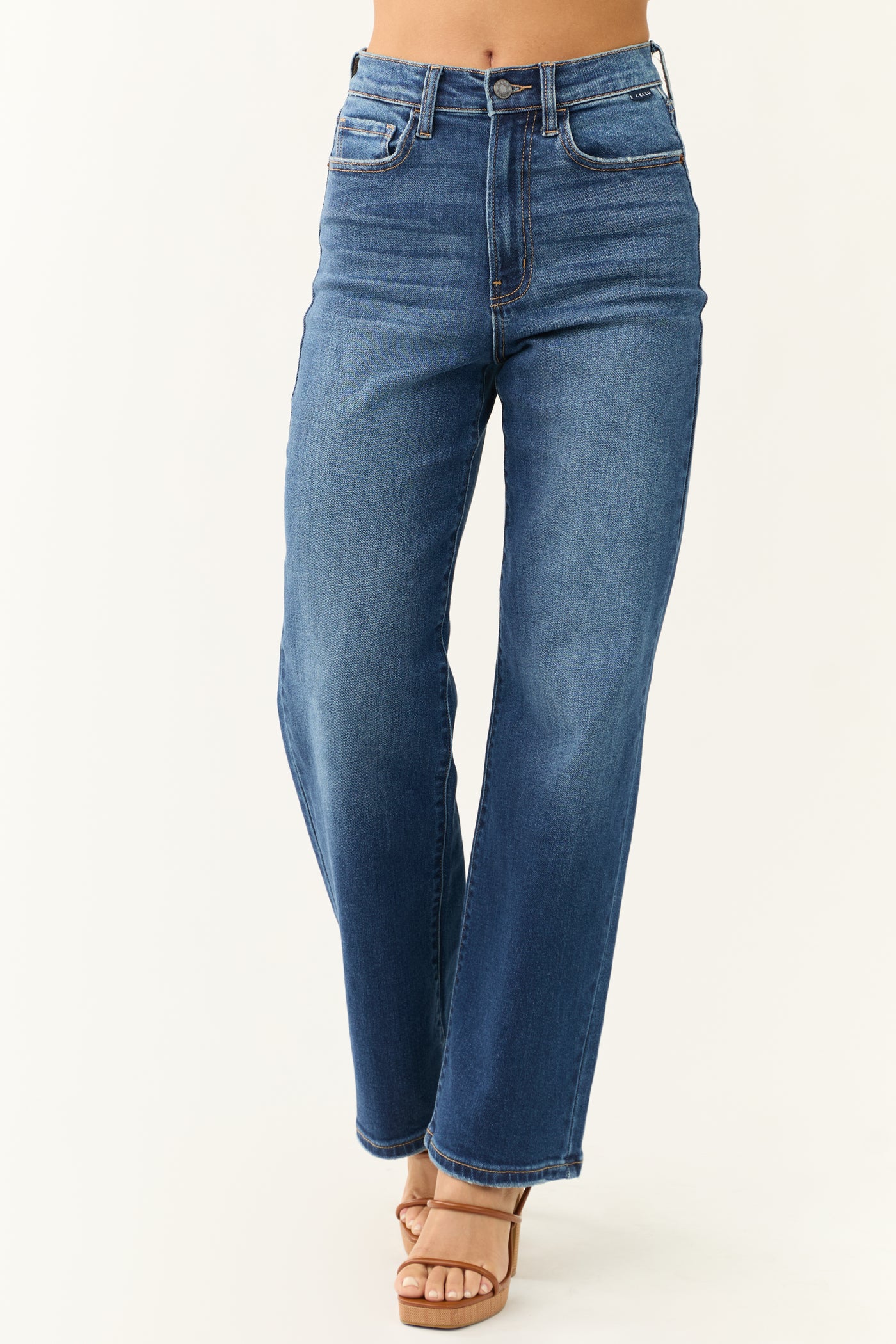 Cello Dark Wash Wide Leg High Rise Jeans