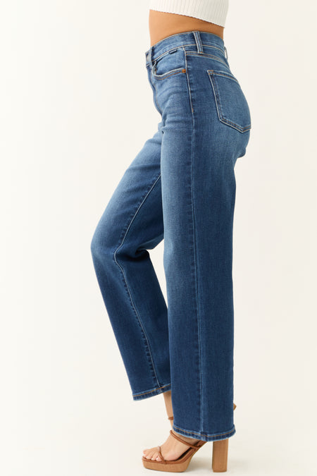 Cello Dark Wash Wide Leg High Rise Jeans