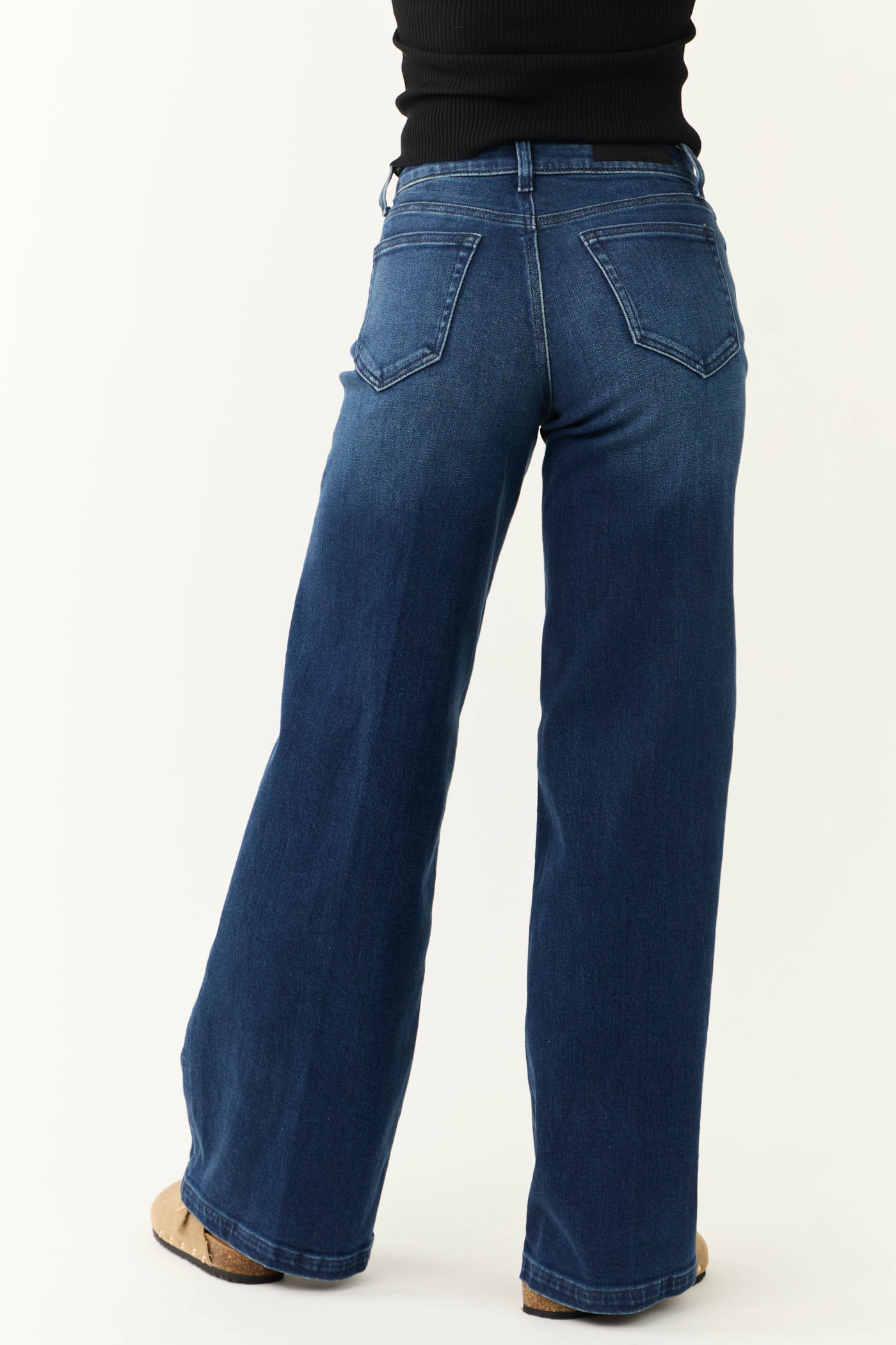 Cello Dark Wash Zipper Fly Wide Leg Jeans