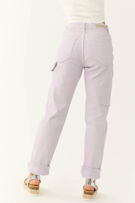 Cello Lavender Mid Rise Baggy Carpenter Jeans