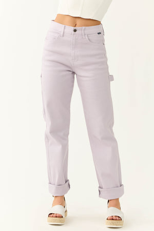 Cello Lavender Mid Rise Baggy Carpenter Jeans