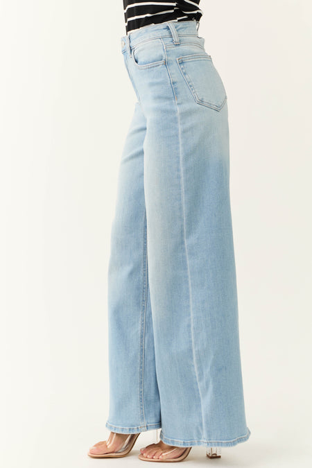 Cello Light Wash High Rise Zipper Fly Wide Leg Jeans