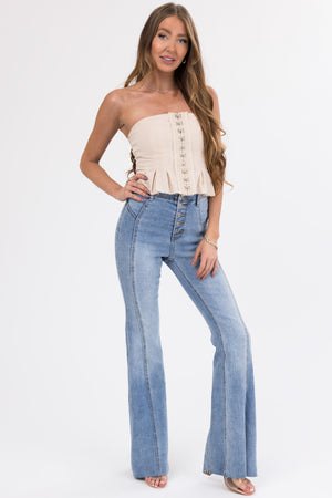 Cello Medium Wash 70s Fit and Flare Jeans