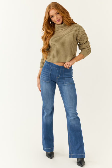 Cello Medium Wash Denim Mid Rise Flare Jeggings