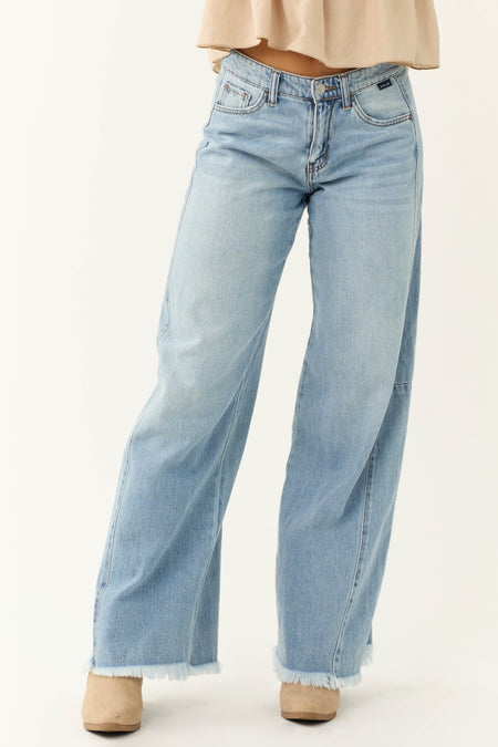 Cello Medium Wash Denim Mid Rise Wide Leg Jeans