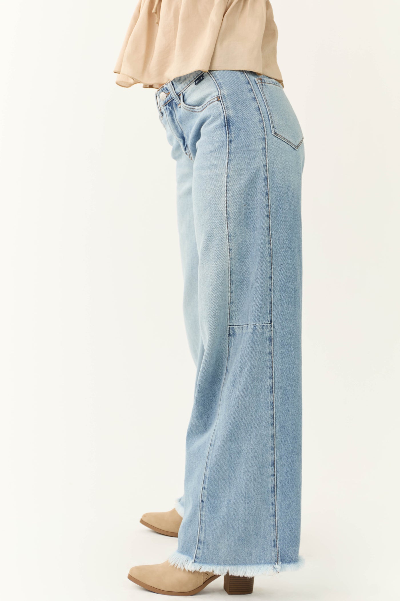 Cello Medium Wash Denim Mid Rise Wide Leg Jeans