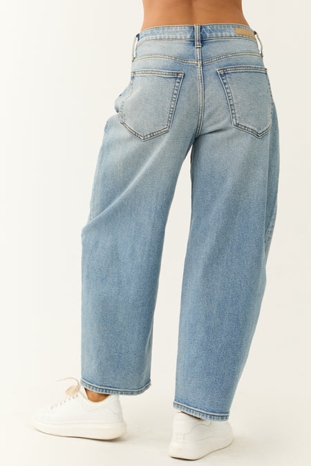 Cello Medium Wash High Rise Barrel Jeans