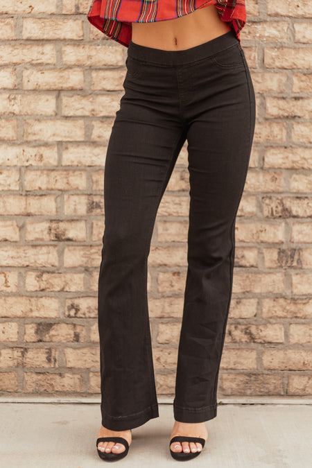 Cello Black Mid Rise Flare Jeggings