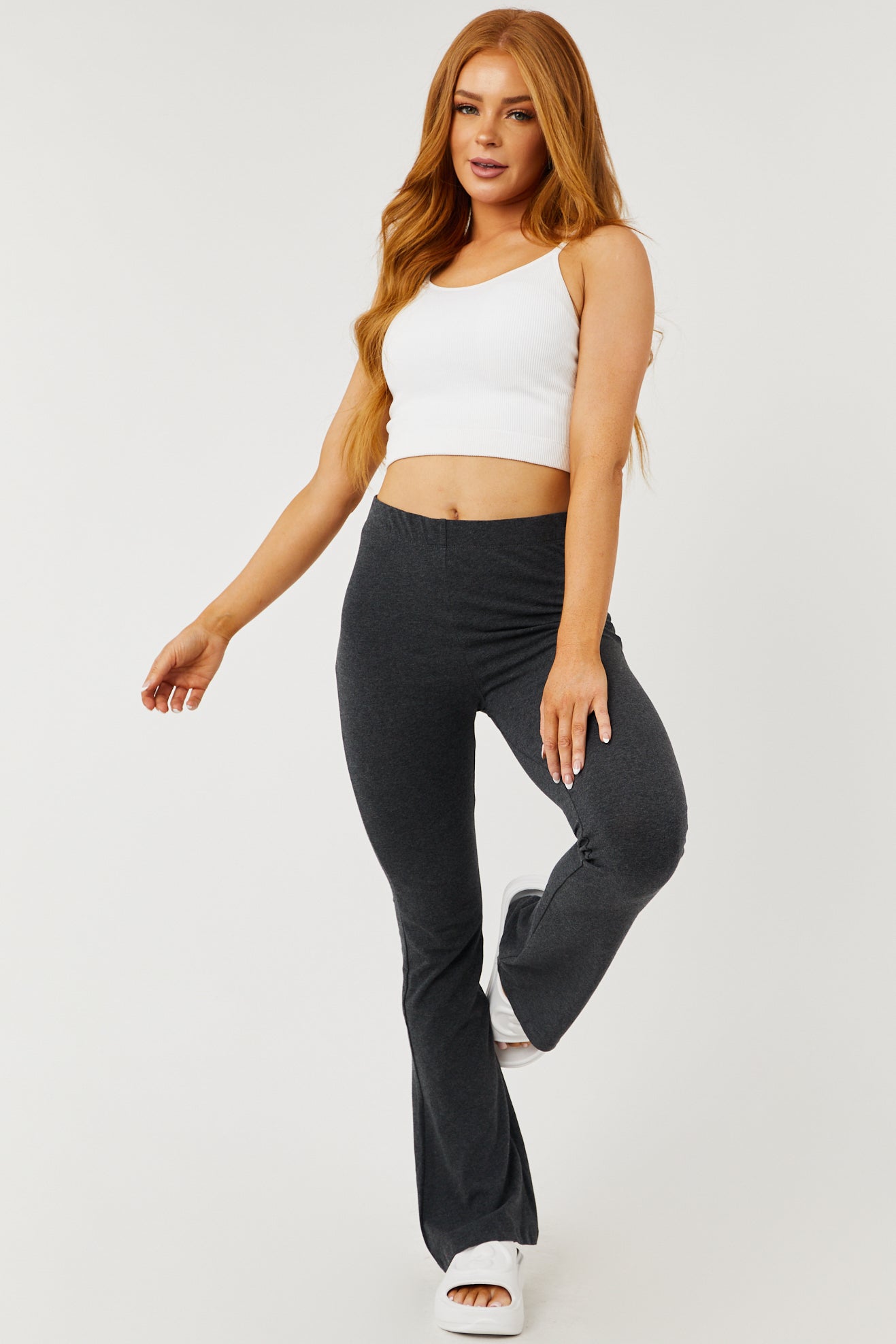 Charcoal Faux Fur Lined Flare Lounge Pants