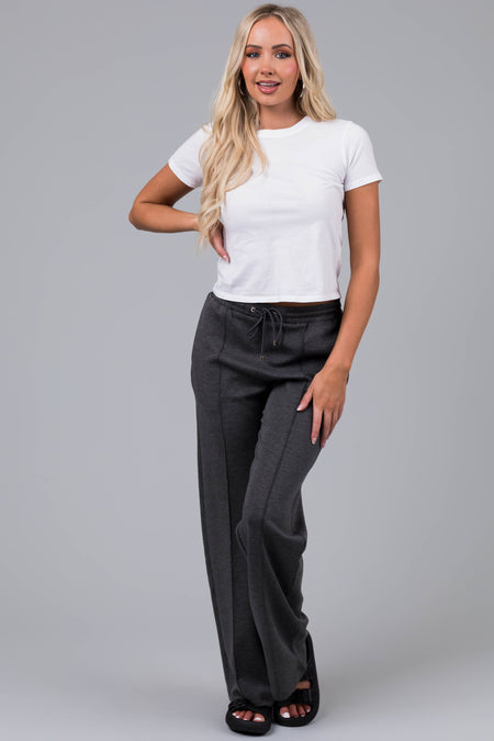 Charcoal Straight Leg Drawstring Comfy Pants