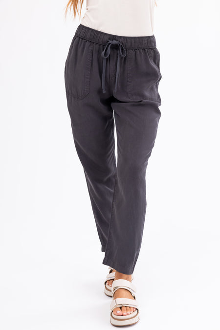 Charcoal Straight Leg Drawstring Soft Pants