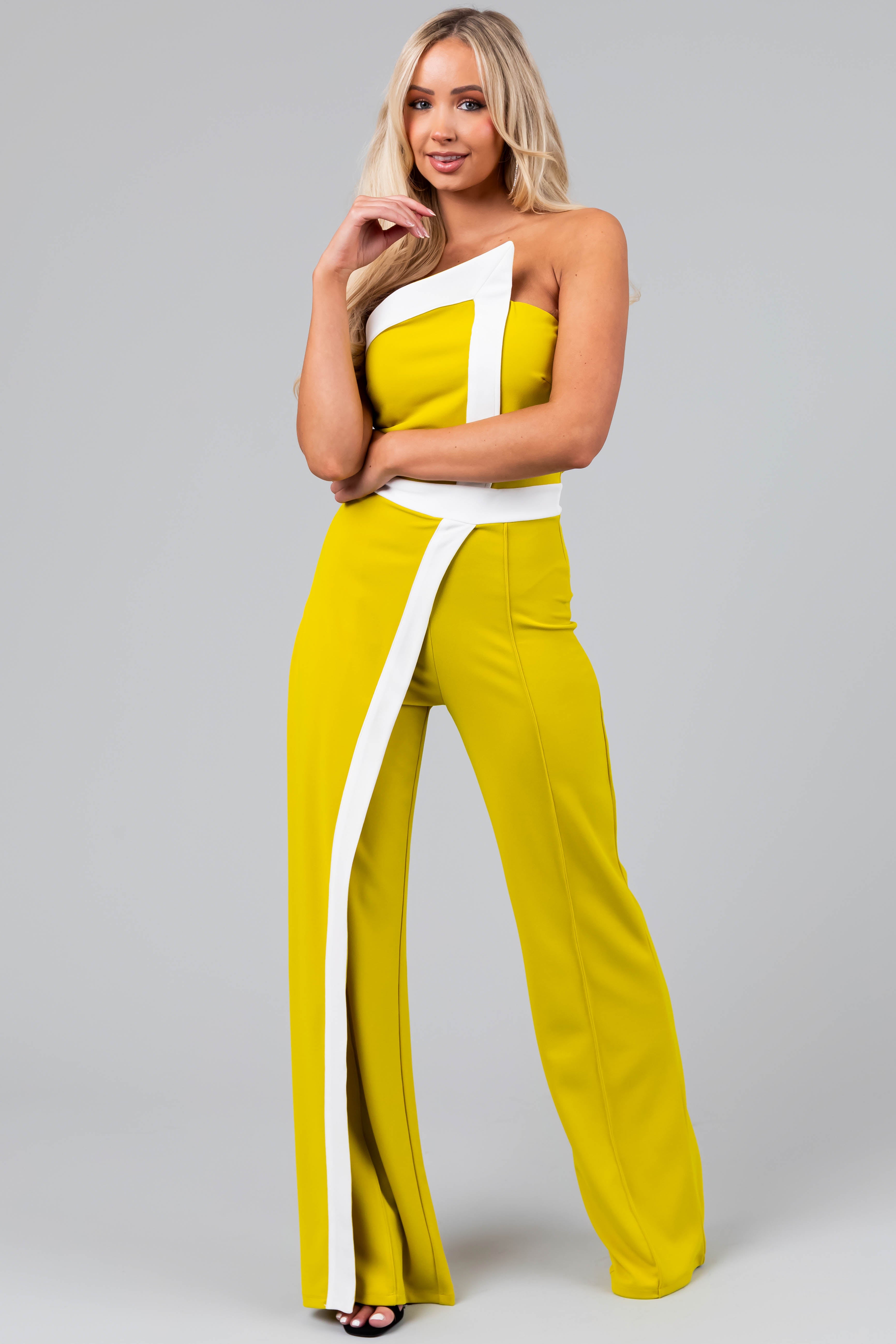 White and sales yellow jumpsuit