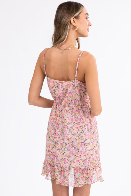 Cherry Blossom Floral Print Short Dress