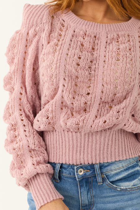 Cherry Blossom Open Chunky Knit Sweater