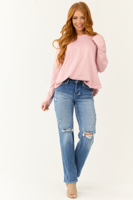 Cherry Blossom Round Neck Long Sleeve Top