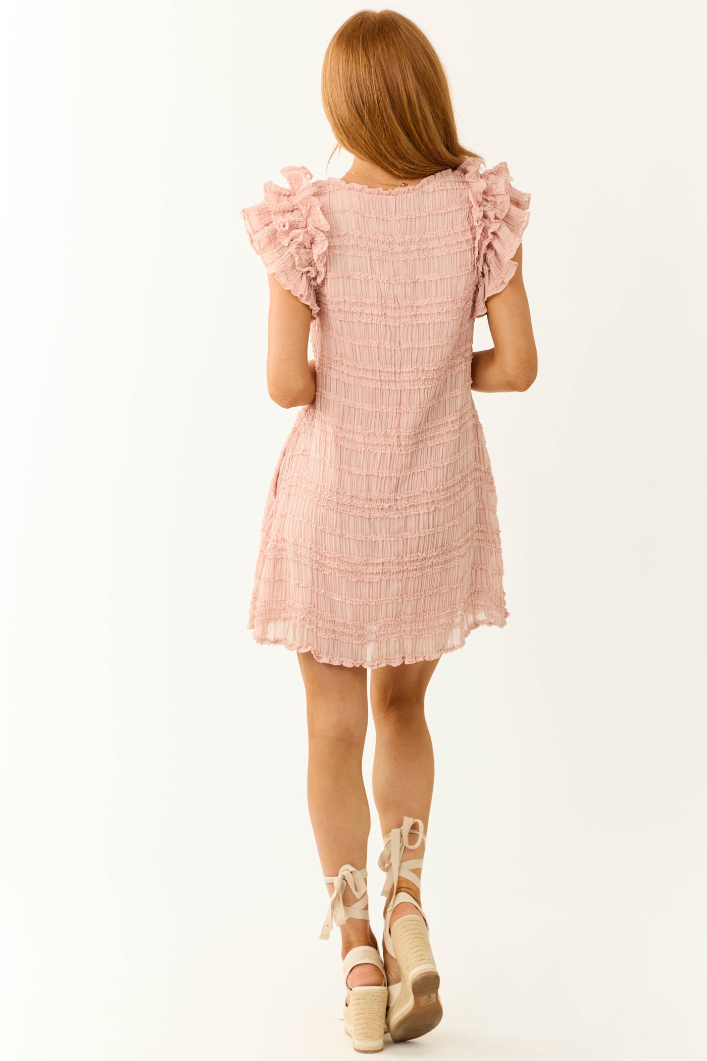 Cherry Blossom Ruffle Short Sleeve Mini Dress