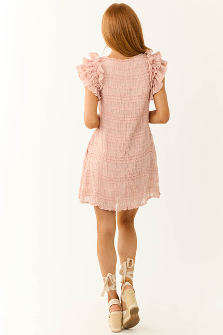 Cherry Blossom Ruffle Short Sleeve Mini Dress