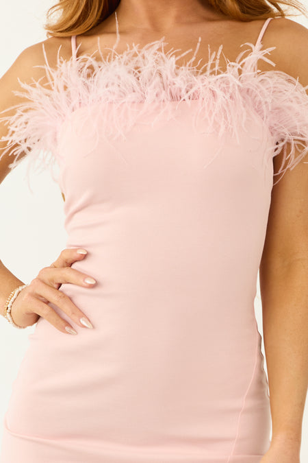 Cherry Blossom Sleeveless Feather Mini Dress