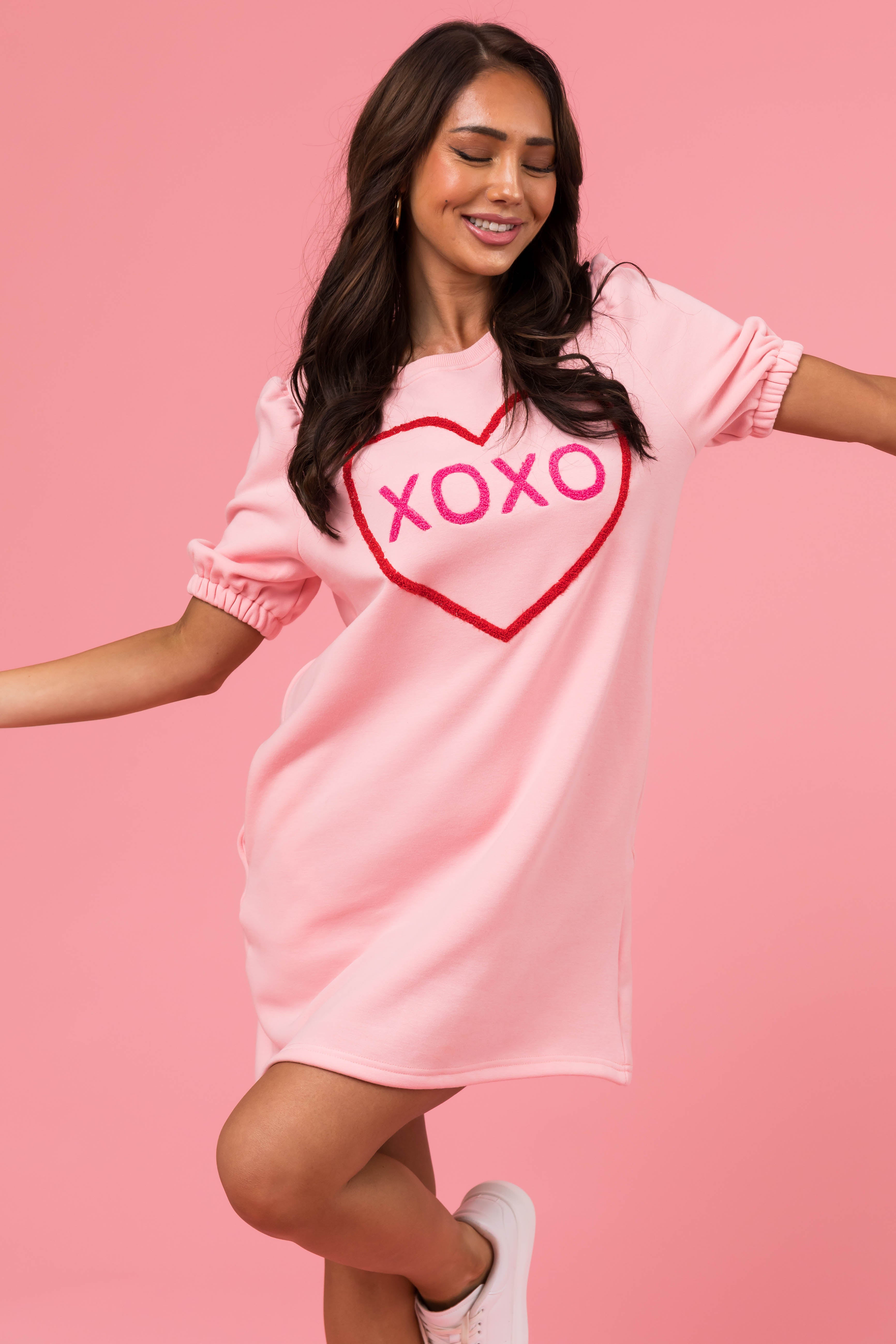 Cherry Blossom 'XOXO' Half Sleeve Fleece Dress